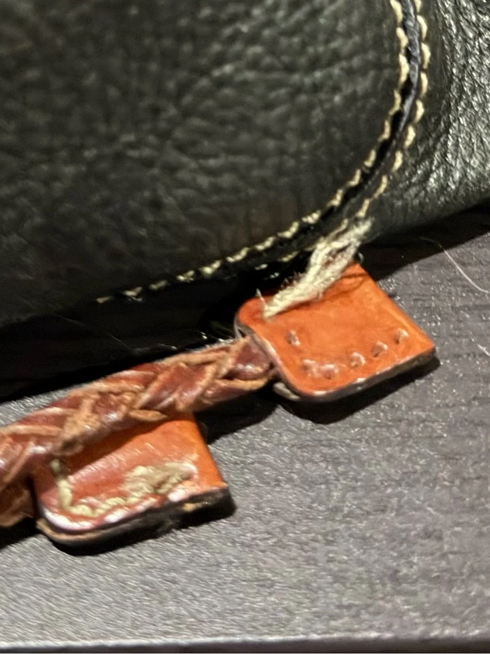 VTG Fossil black pebbled leather hobo bucket bag